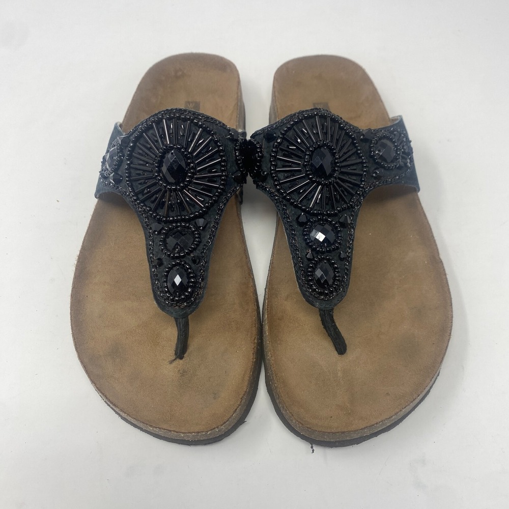 White Mountain Slip‎ On Sandals Black and Brown Women's Size 5